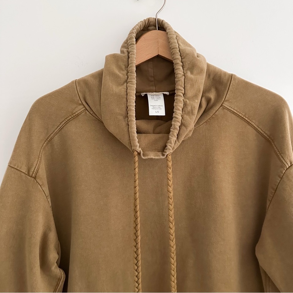 L*Space Daphne Sweatshirt Dress in Moss Tan Cotton Funnel Neck Tunic Size Large - Picture 3 of 8